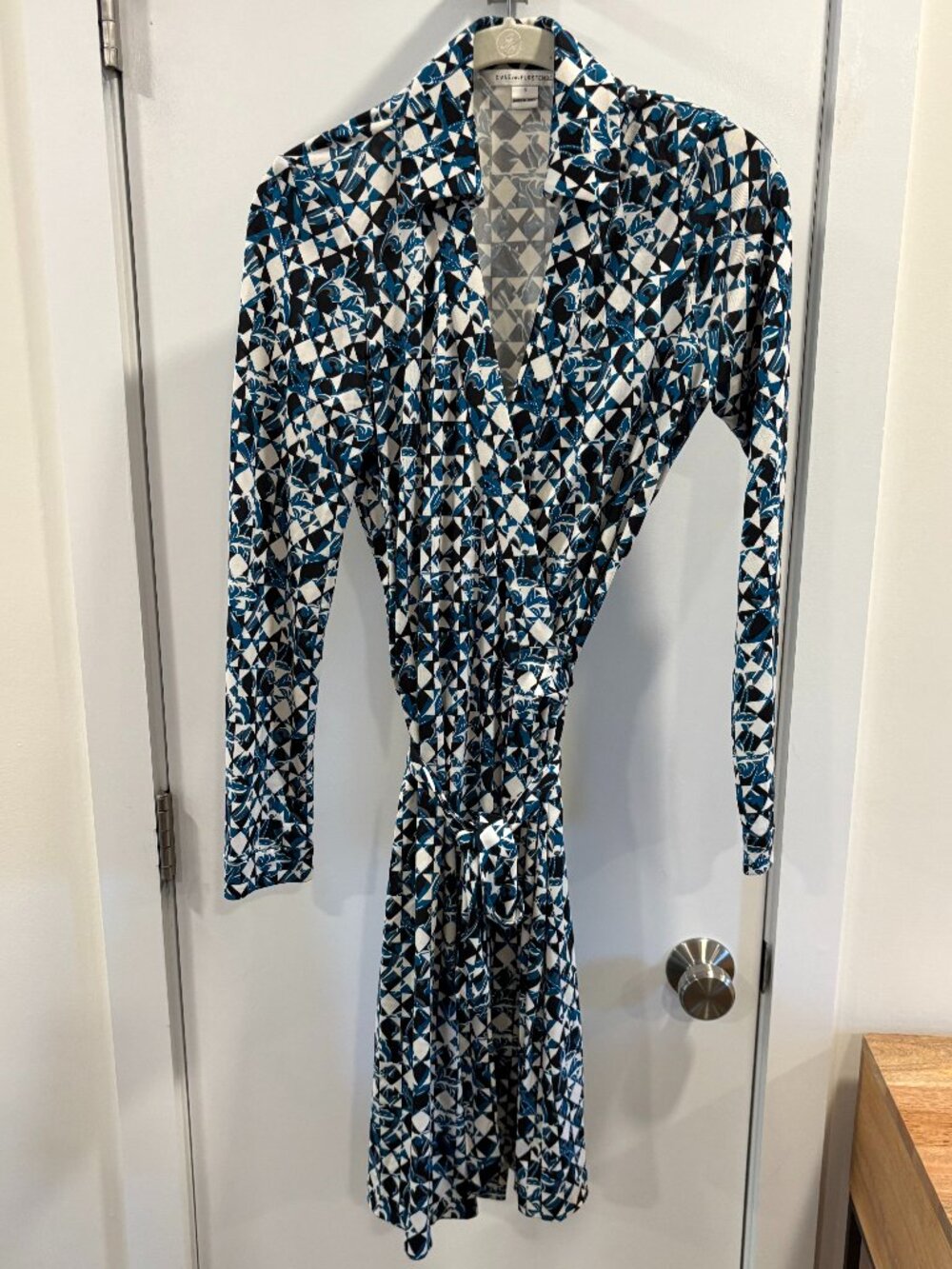 Diane von Furstenberg silk diamonds check printed wrap dress